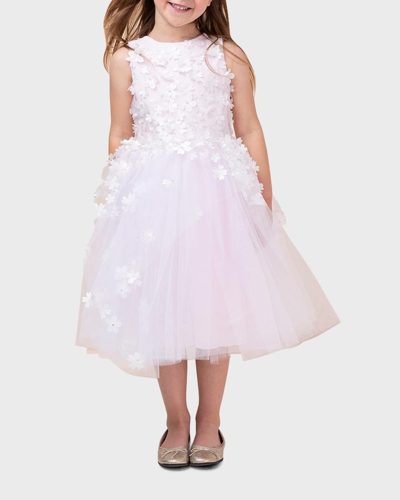 White Label by Zoe Girl's Lauren 3D Flower Embellished Tulle Dress, Size 2-12