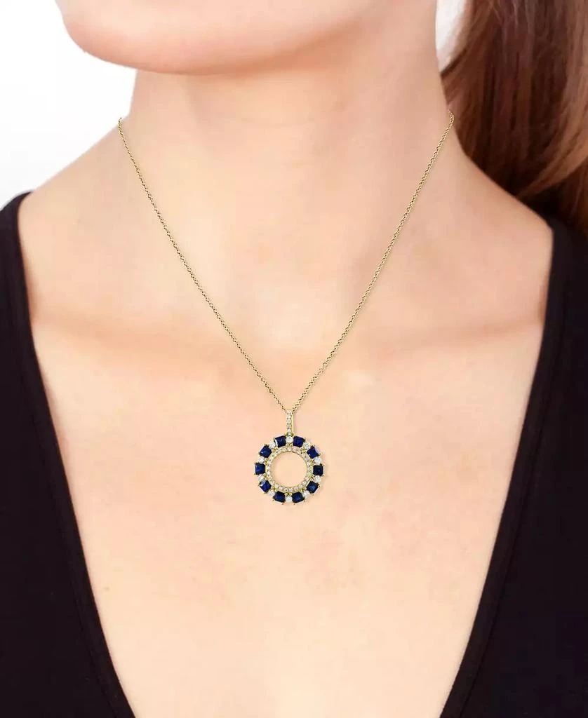 EFFY Collection EFFY® Sapphire (3/4 ct. t.w) & Diamond (1/3 ct. t.w.) Circle 18" Pendant Necklace in 14k Gold 2