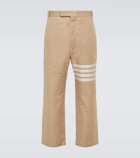 Thom Browne 4-Bar cropped cotton straight pants 1