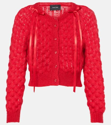 Simone Rocha Bow-detail open-knit wool-blend cardigan 1