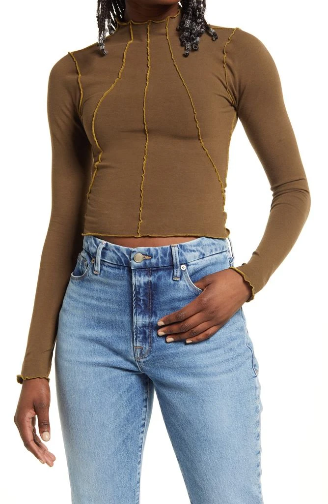 Good American Lettuce Edge Mock Neck Top 1