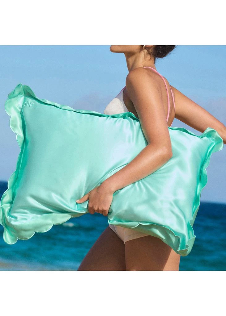 Slip Pure Silk Queen Pillowcase With Scalloped Edge - Turquoise 4