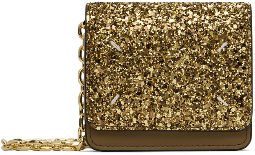 ★Maison Margiela★ GLITTER MICRO CHAIN WALLET Sliver / Gold MAISON MARGIELA Gold Micro Glitter Chain Wallet Bag - Bags