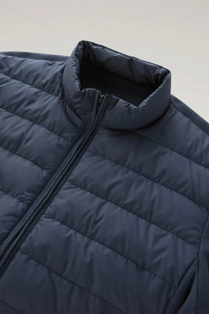 Woolrich Sundance Hybrid Bomber Jacket in Microfibre and Cotton Knit - Men - Blue 2