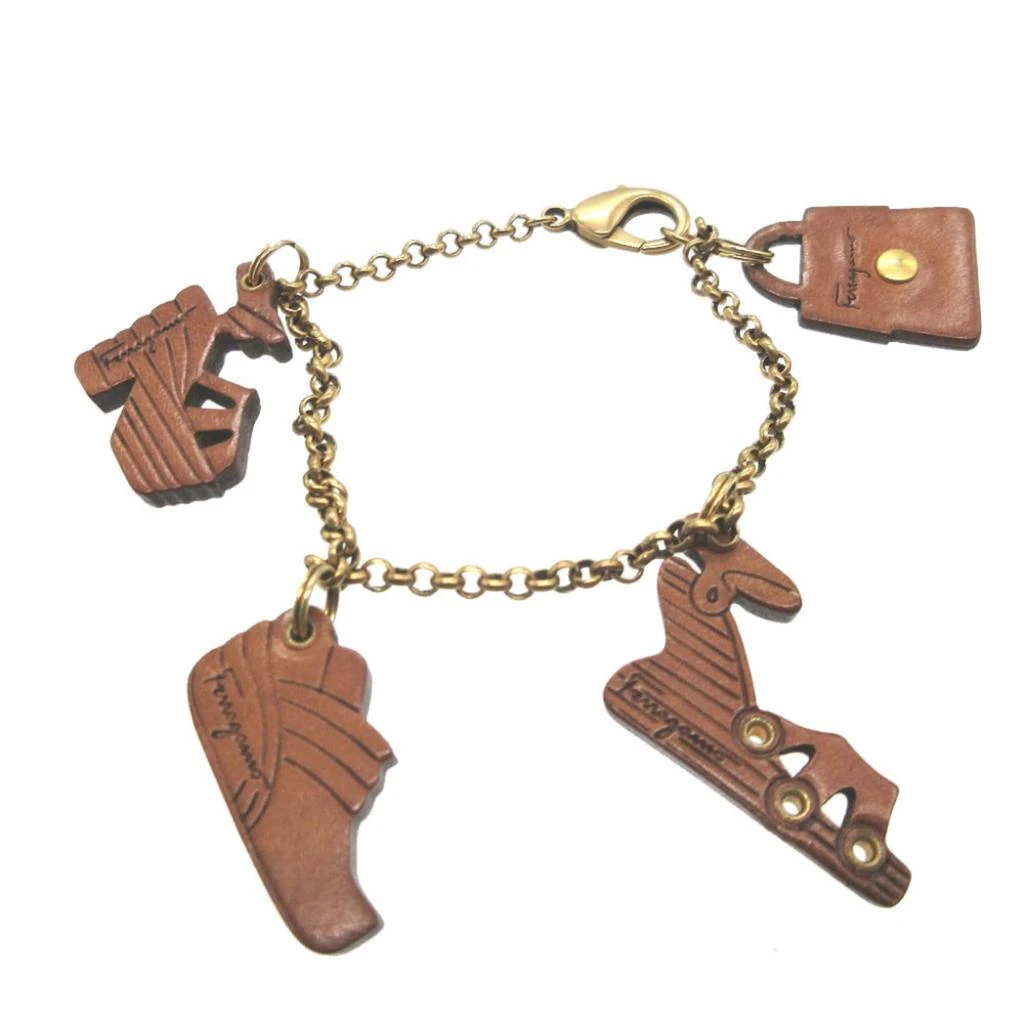 Salvatore Ferragamo gold Leather Metal Charm Bracelet (Pre-Owned) 2