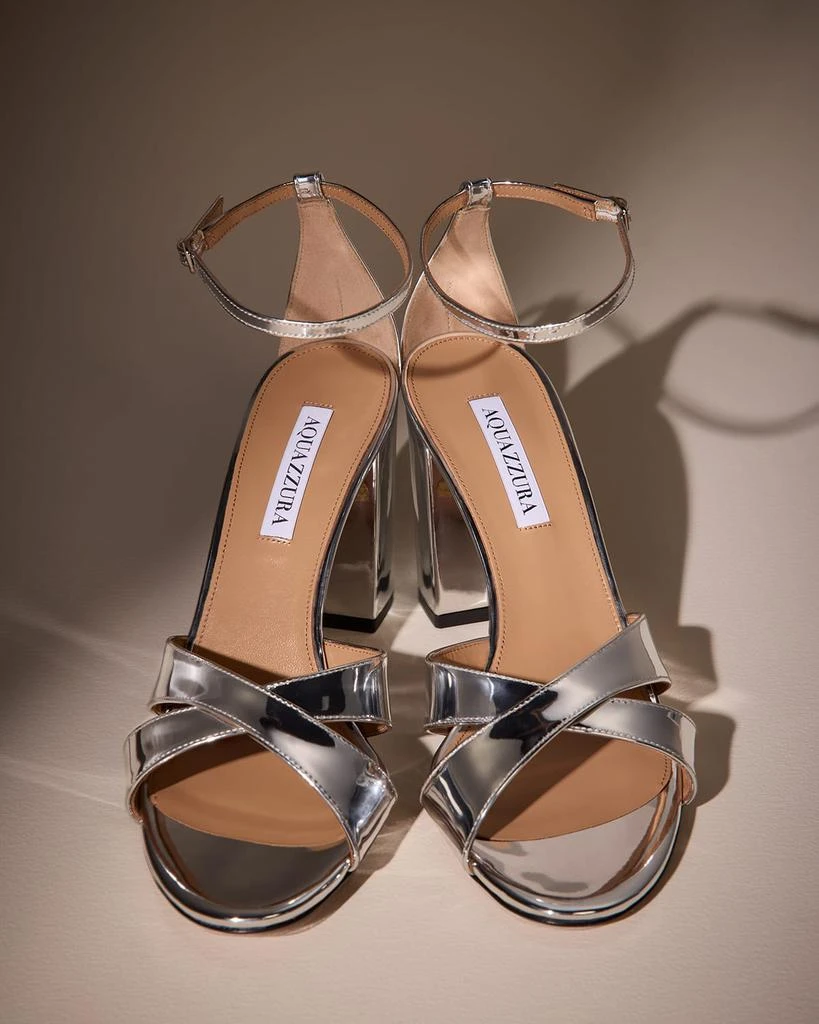 Aquazzura Divine Metallic Crisscross Ankle-Strap Sandals 6