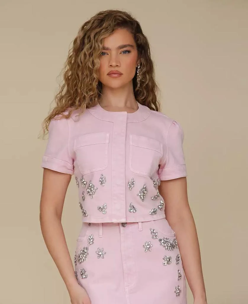 Avec Les Filles Women's Rhinestone-Trim Cropped Top 4