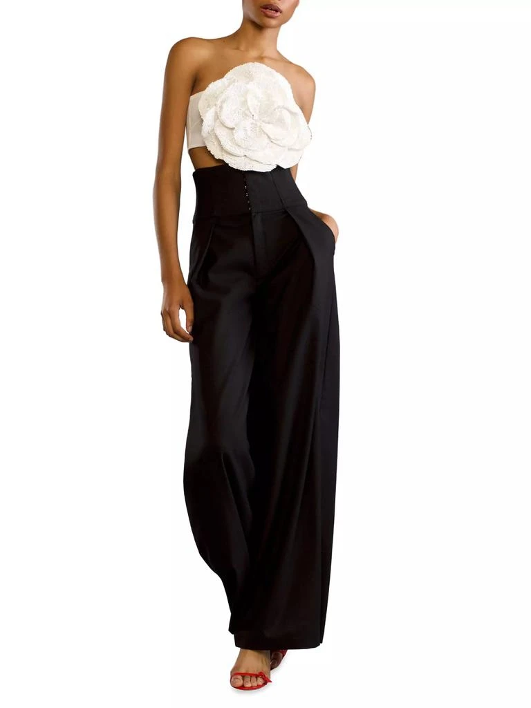 Cynthia Rowley Wool Corset Wide-Leg Pants 2