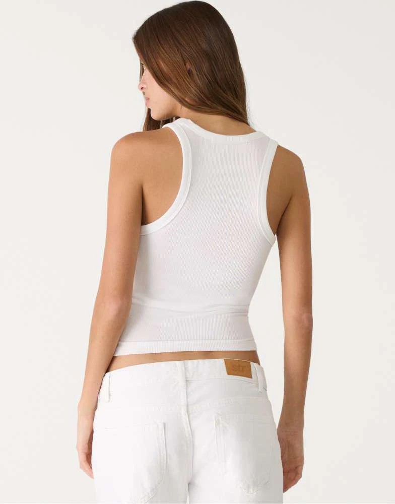 Stradivarius Stradivarius racerback tank top in white 4