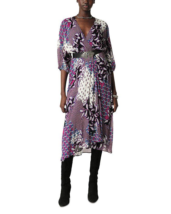 ba&sh Robe Blake Printed Faux Wrap Midi Dress