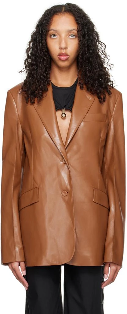Nanushka Tan Karo Vegan Leather Blazer 1