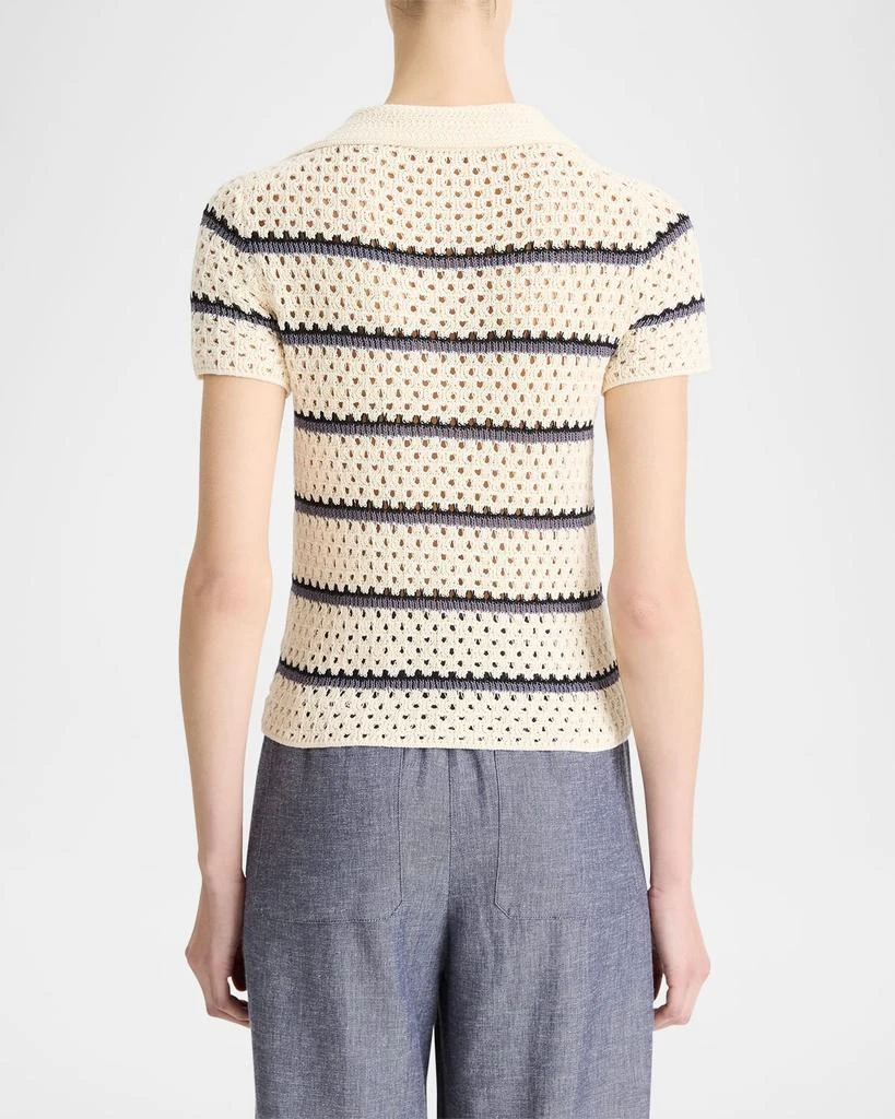 Vince Stripe Short-Sleeve Macrame Top 2