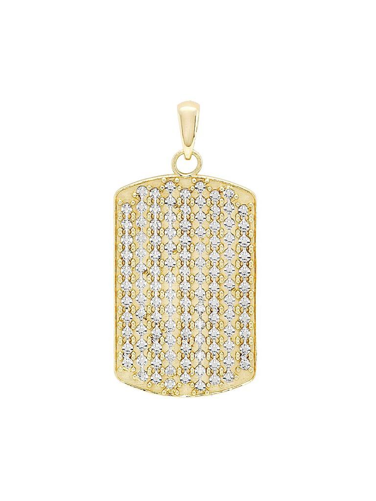 Saks Fifth Avenue Collection 14K Yellow Gold & Cubic Zirconia Dog Tag Pendant