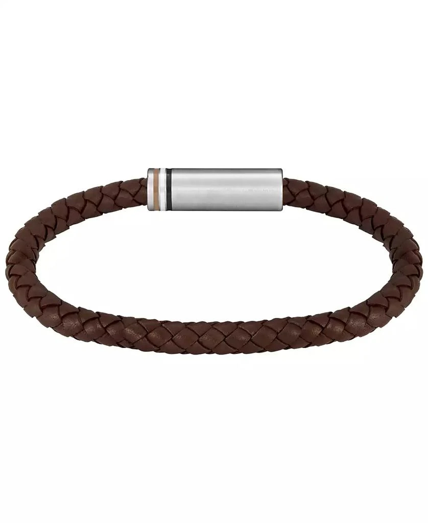 Hugo Boss Men's Ares Single Stainless Steel Brown Leather Bracelet 2