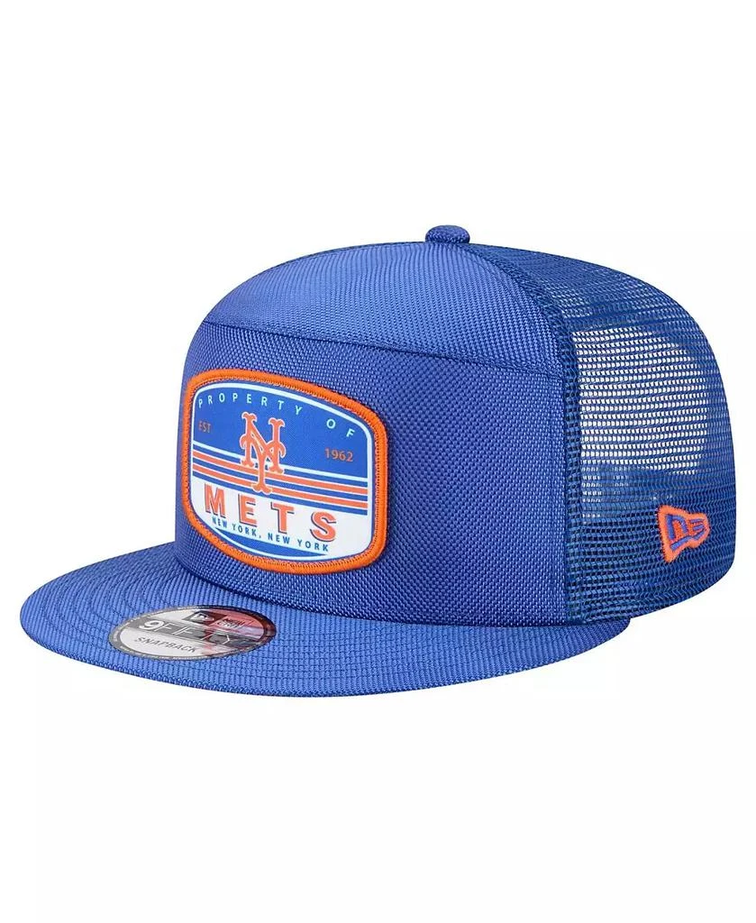 New Era Men's Royal New York Mets Split Panel 9FIFTY Trucker Snapback Hat 1