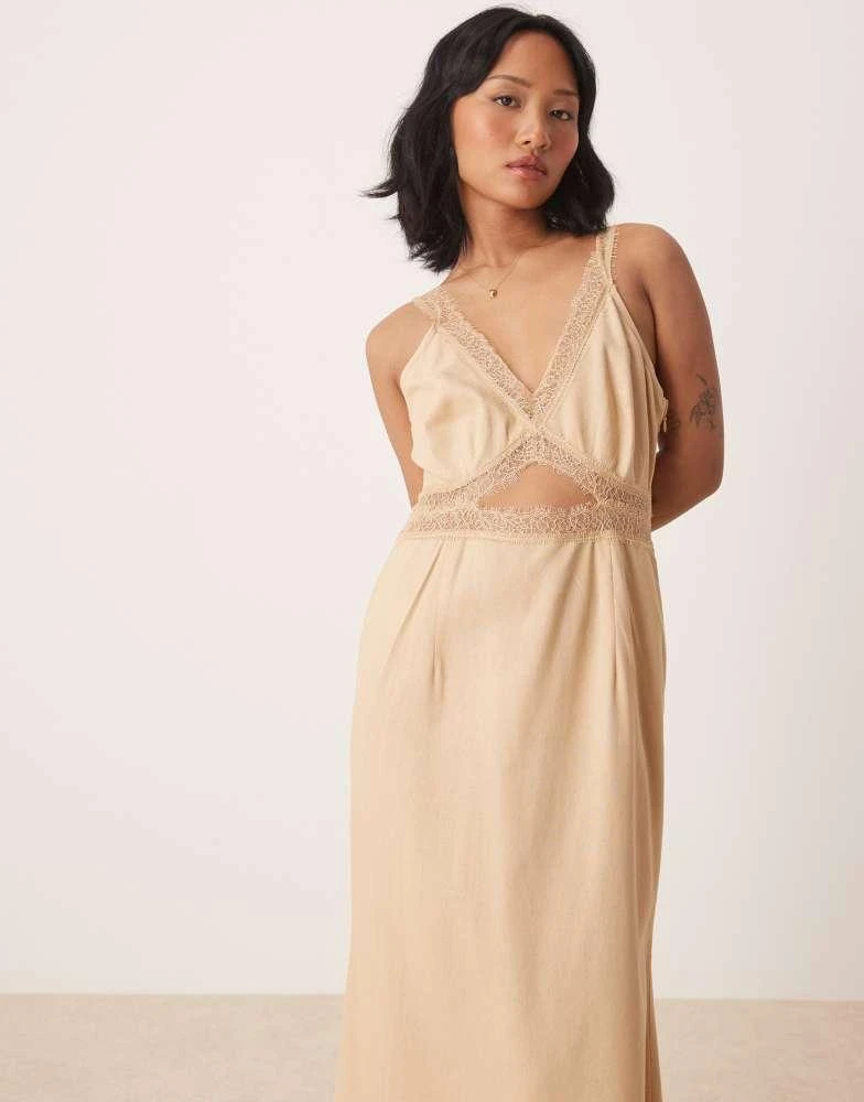 knee length dresses for ladies Trapeze Linen Dress VICTORIA In Powder – DailyLinen