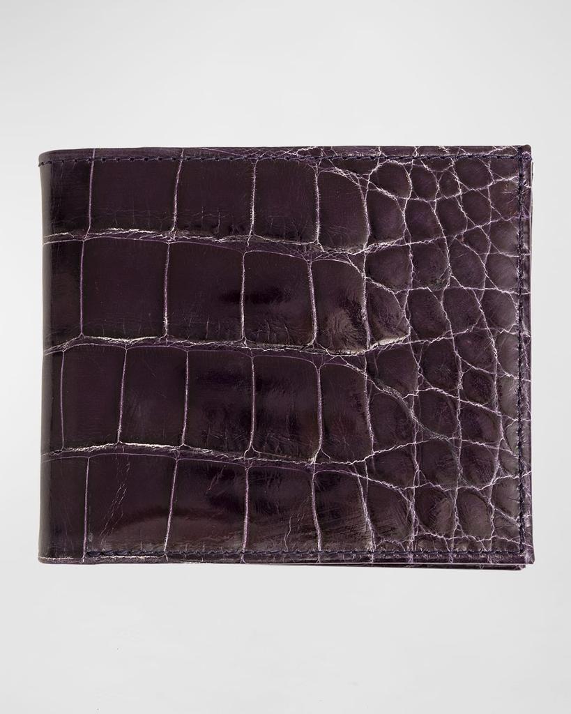 Abas Slim Alligator Bi-Fold Monogram Wallet