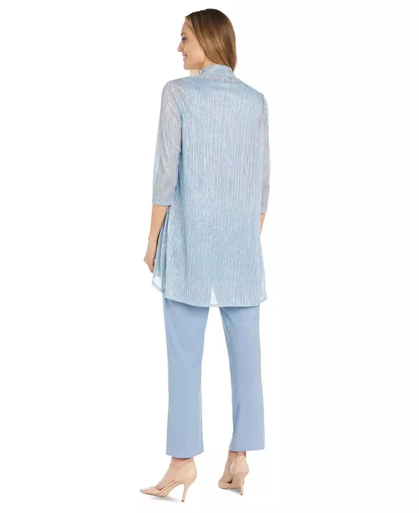 R & M Richards Women's Metallic Jacket, Necklace Top & Pants Set 3