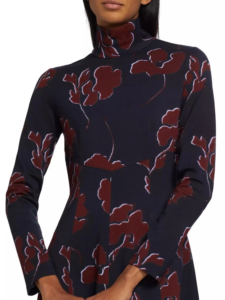Tanya Taylor Thea Floral Ponte Turtleneck Midi-Dress 6