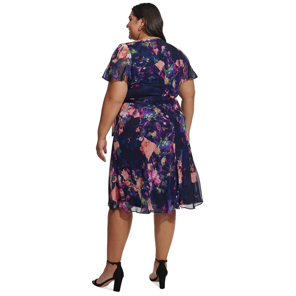 DKNY Plus Size Printed Godet Midi Dress 2