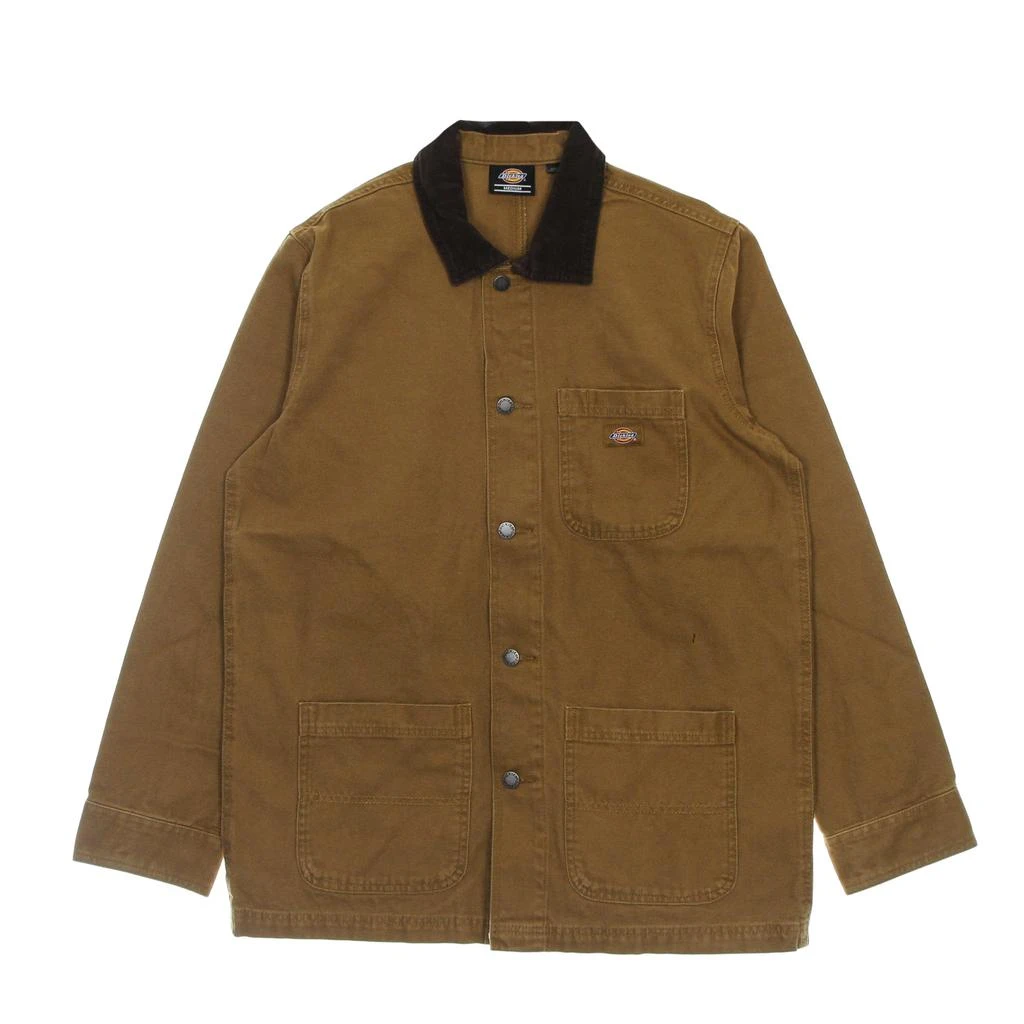 DICKIES Men's Workwear Jacket Duck Canvas Summer Chore Coat Stone Washed Brown Duck 1