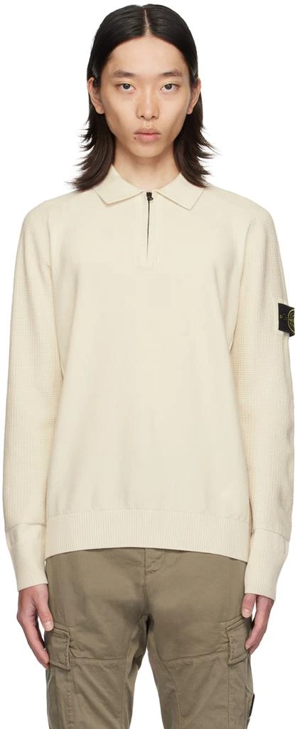 Stone Island Off-White Half-Zip Polo 1