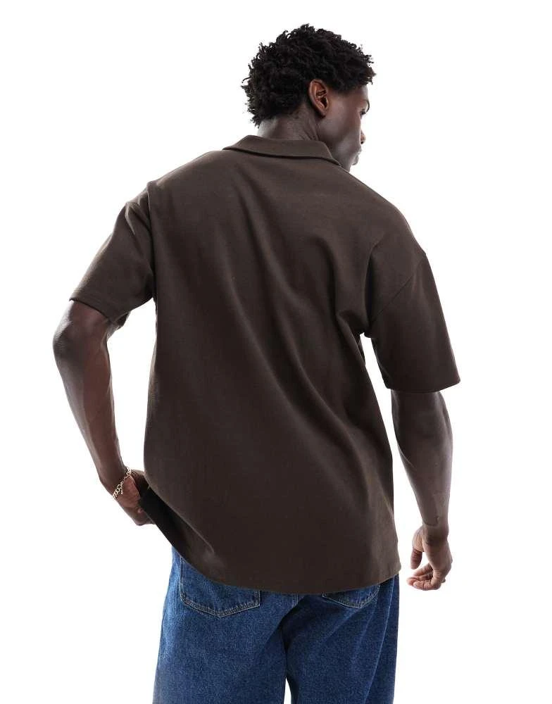 New Look New Look revere polo shirt in dark brown 2