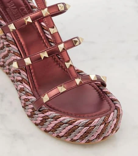Valentino Rockstud 95 leather espadrille wedges 5