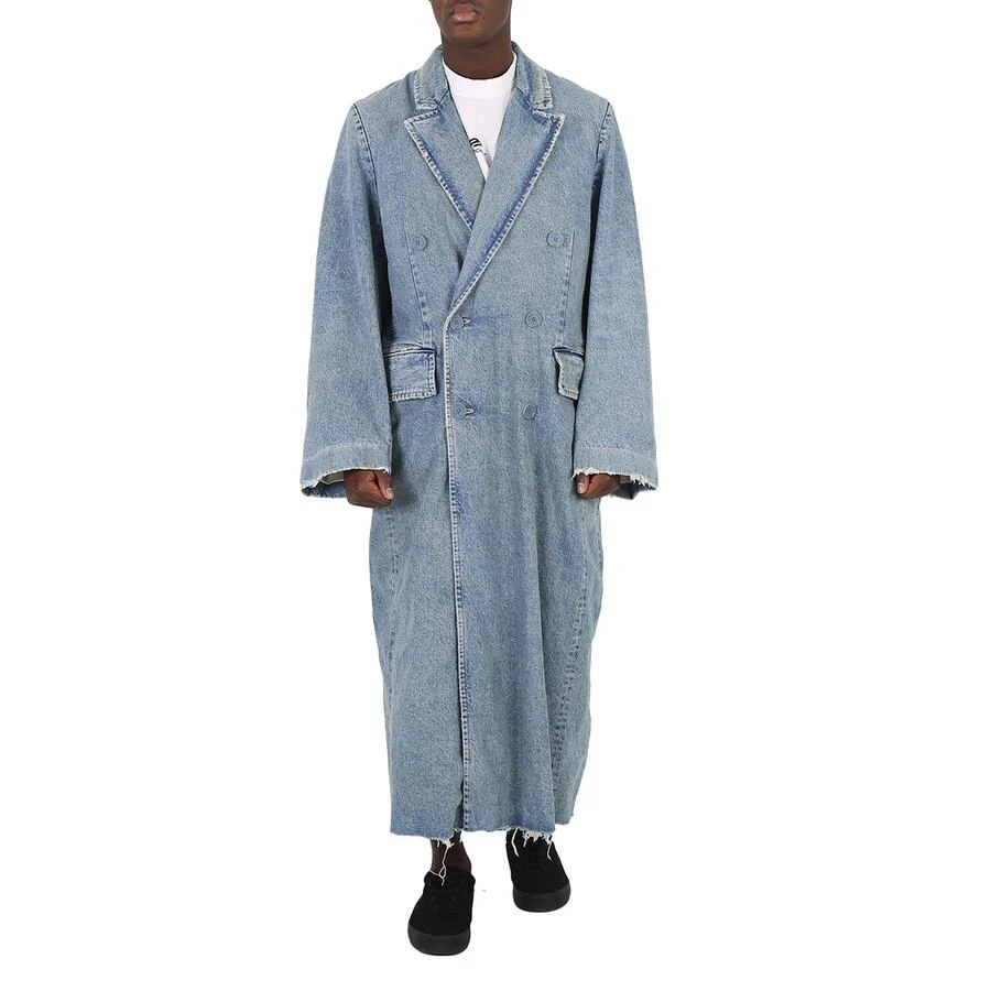 Balenciaga Balenciaga Washed Light Blue Double Breasted Boxy Denim Coat, Brand Size 1 (Small) 2