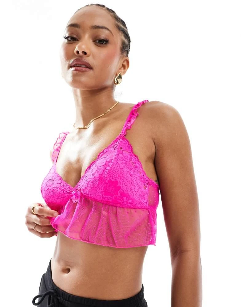 Cotton:On Cotton:On Holly lace longline bralette in pink 1