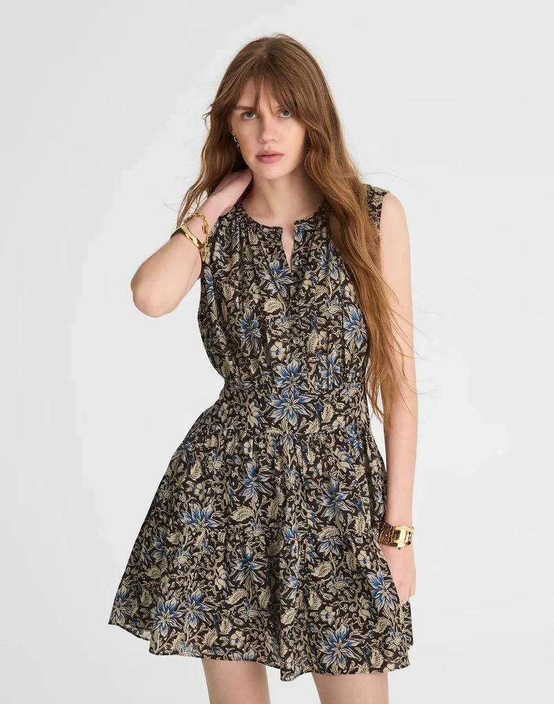 Madewell Gathered Button-Front Mini Dress in Floral 2