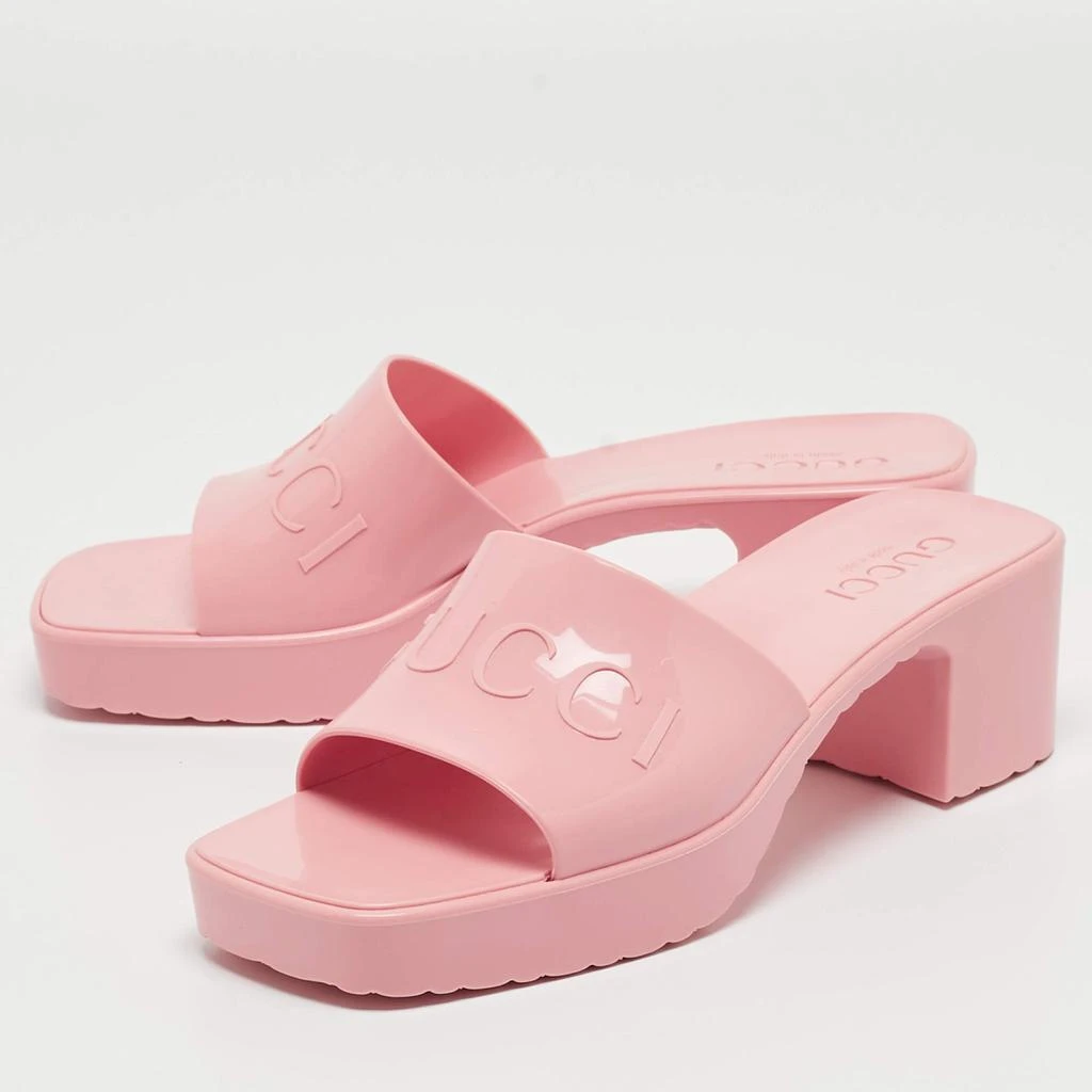 Gucci Gucci Pink Rubber Logo Mules Size 36 2