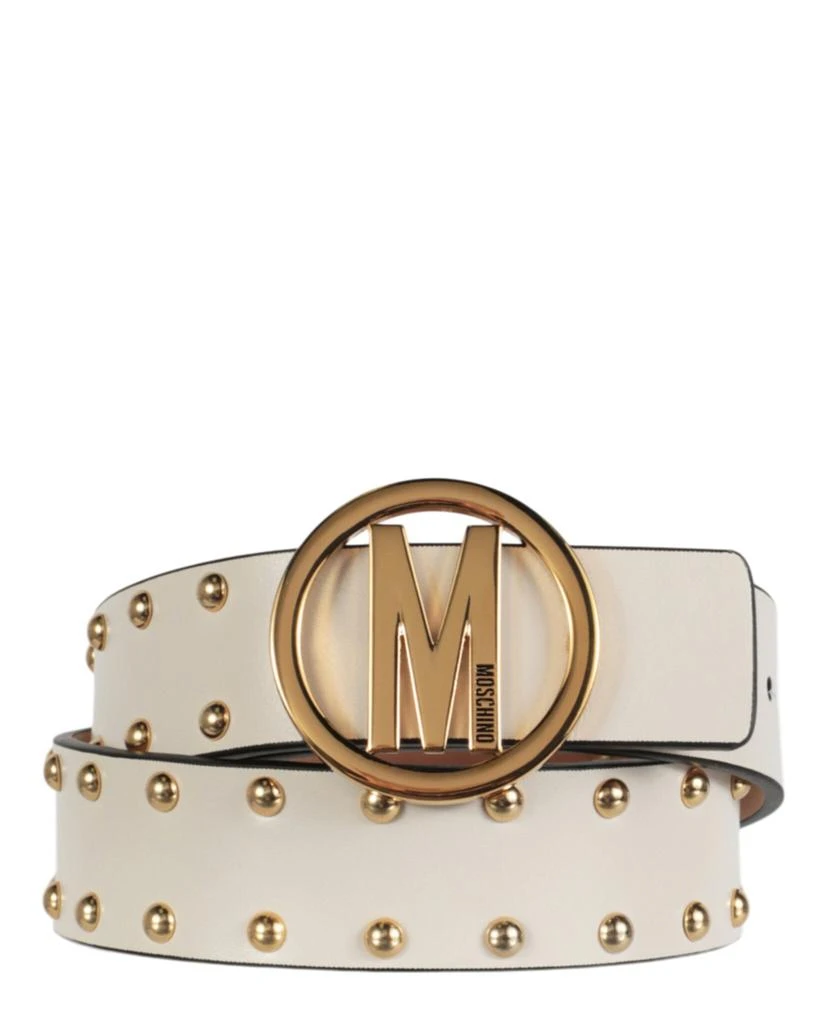 Moschino white belt with gold buckle M Moschino Leather Belt with Gold M Buckle main image 4