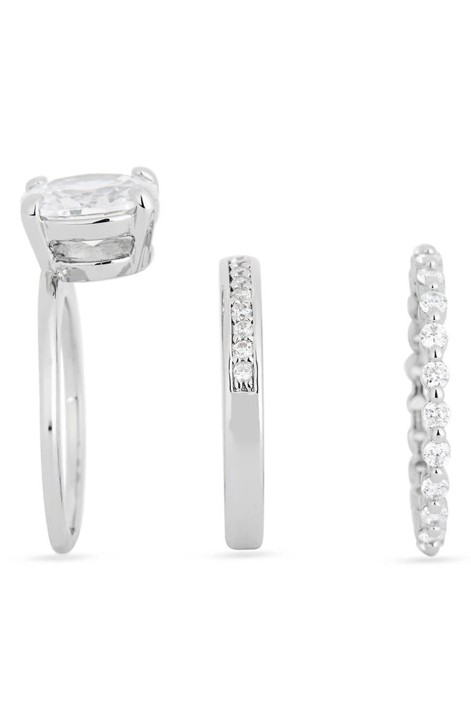 Covet Set of 3 Cubic Zirconia Oval Solitaire Stackable Ring Set 2
