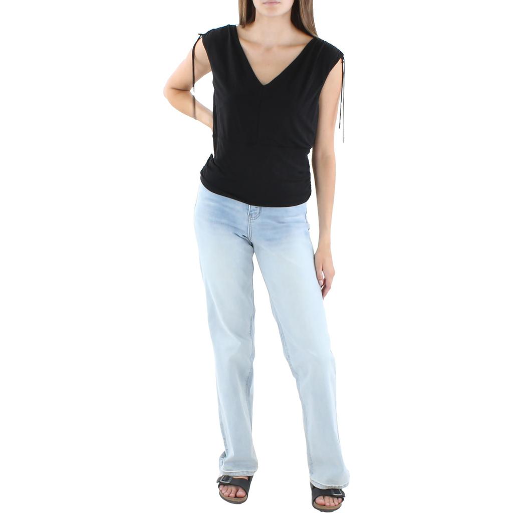 MaxMara Studio Comica Womens Ruched V-Neck Tank Top