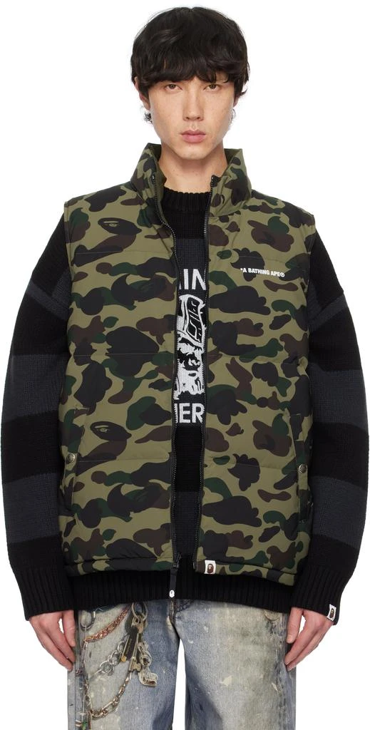 Bape Khaki 1st Camo Reversible Down Vest 1