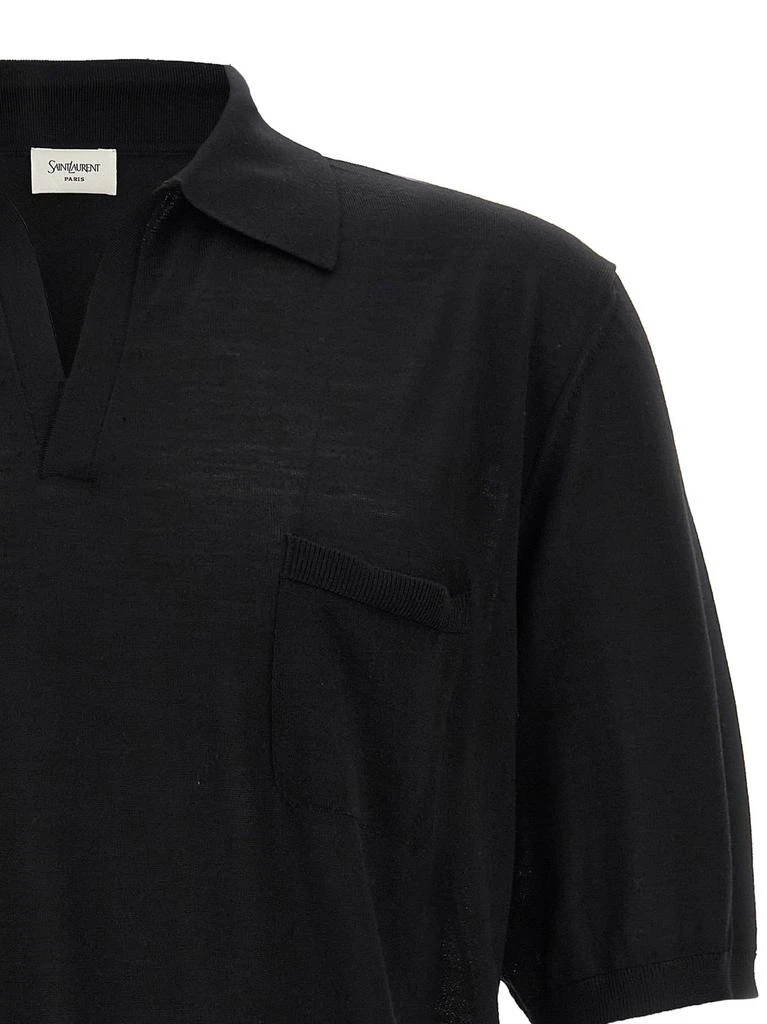 Yves Saint Laurent Saint Laurent V-Neck Short-Sleeved Polo Shirt 3