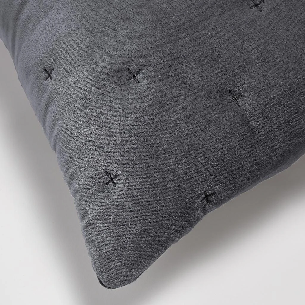 in homeware Cotton Velvet Cushion - Dark Grey - 50x50cm 2