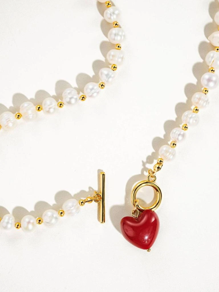 Flanerie by MAIQ Women
s Wren Vintage Pearl Heart Necklace In Red 2