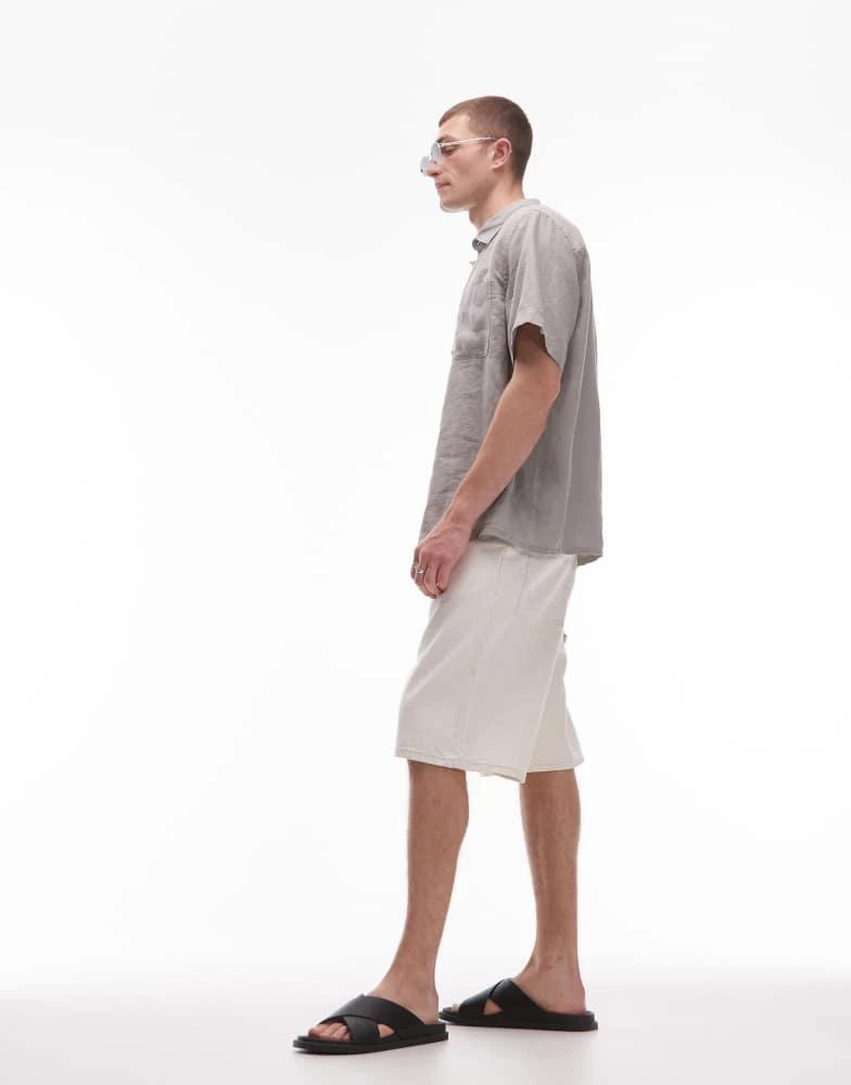 Mango Mango longline denim short in ecru 2