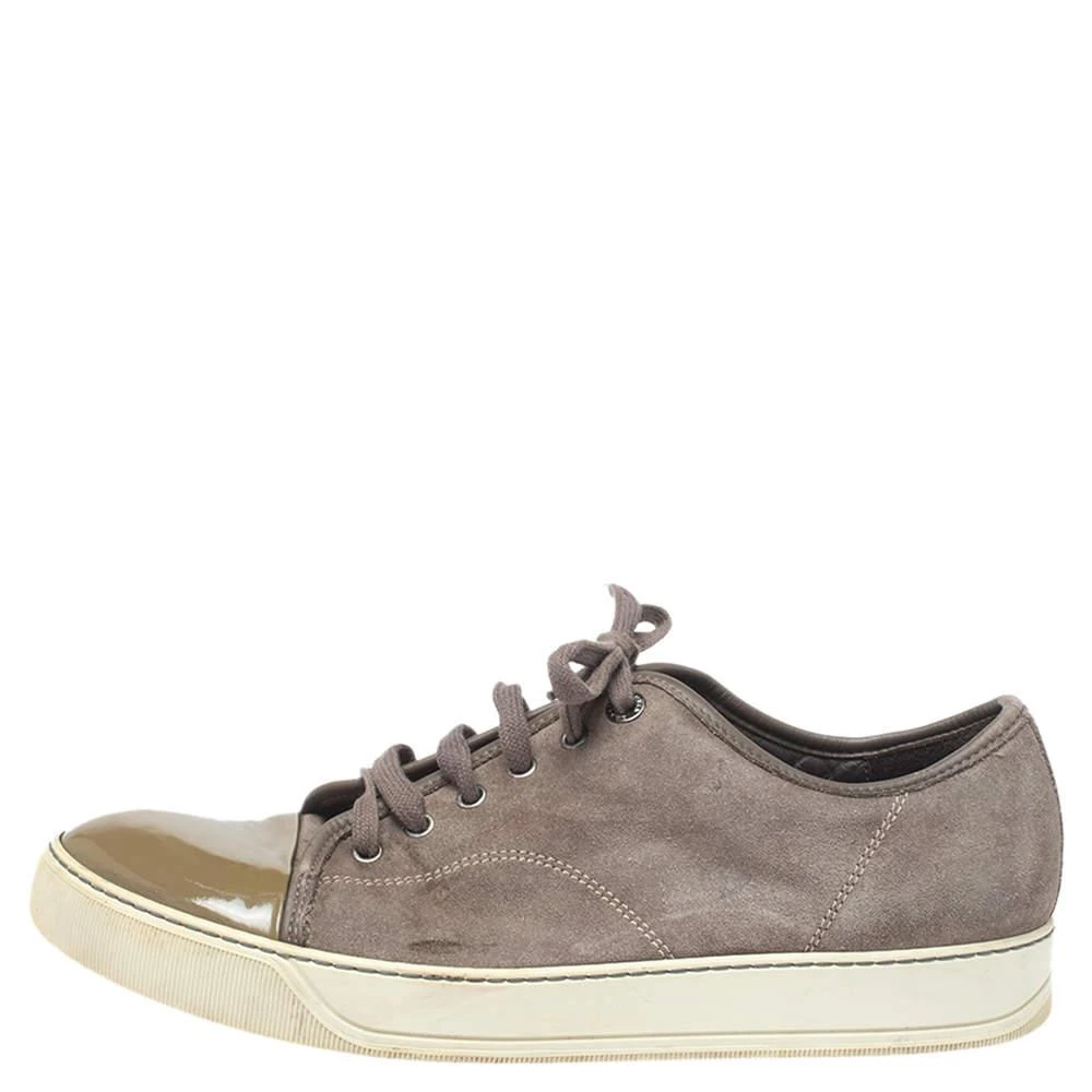 Lanvin Lanvin Brown/Green Patent And Suede Leather Low Top Sneakers Size 43 2