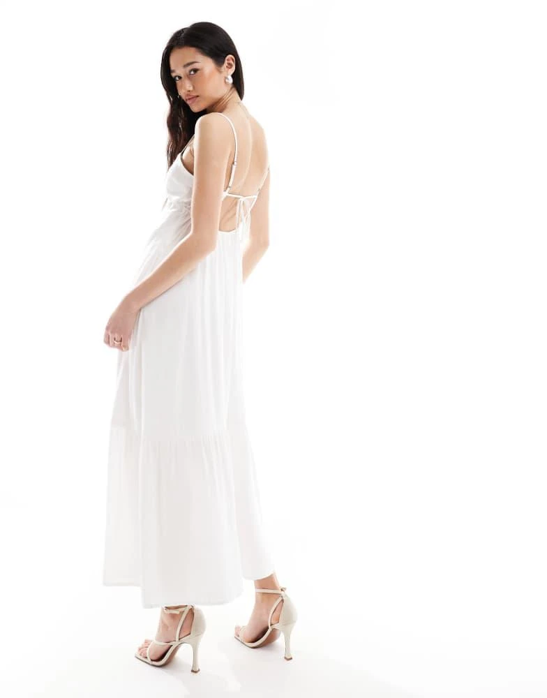 HOLLISTER Hollister square neck babydoll maxi dress with a slit in white 3