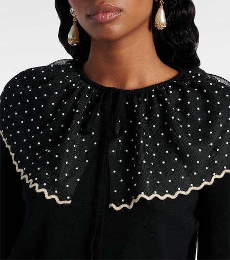 Valentino Tulle-trimmed wool sweater 4