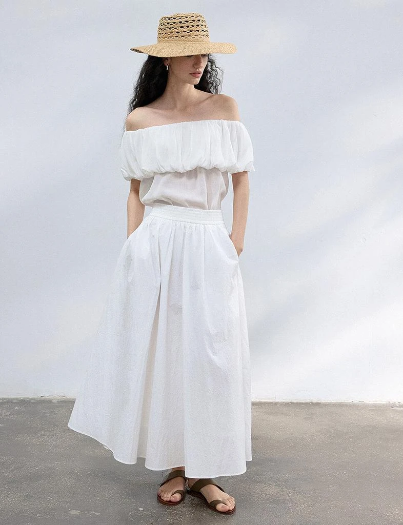Pixie Market White Off-the-Shoulder Scrunchie Top-PREORDER 3