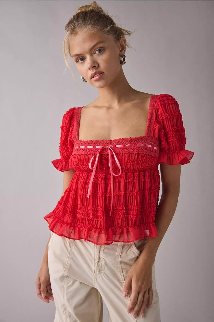 Kimchi Blue Kimchi Blue Serenade Ruffle Puff Sleeve Babydoll Blouse