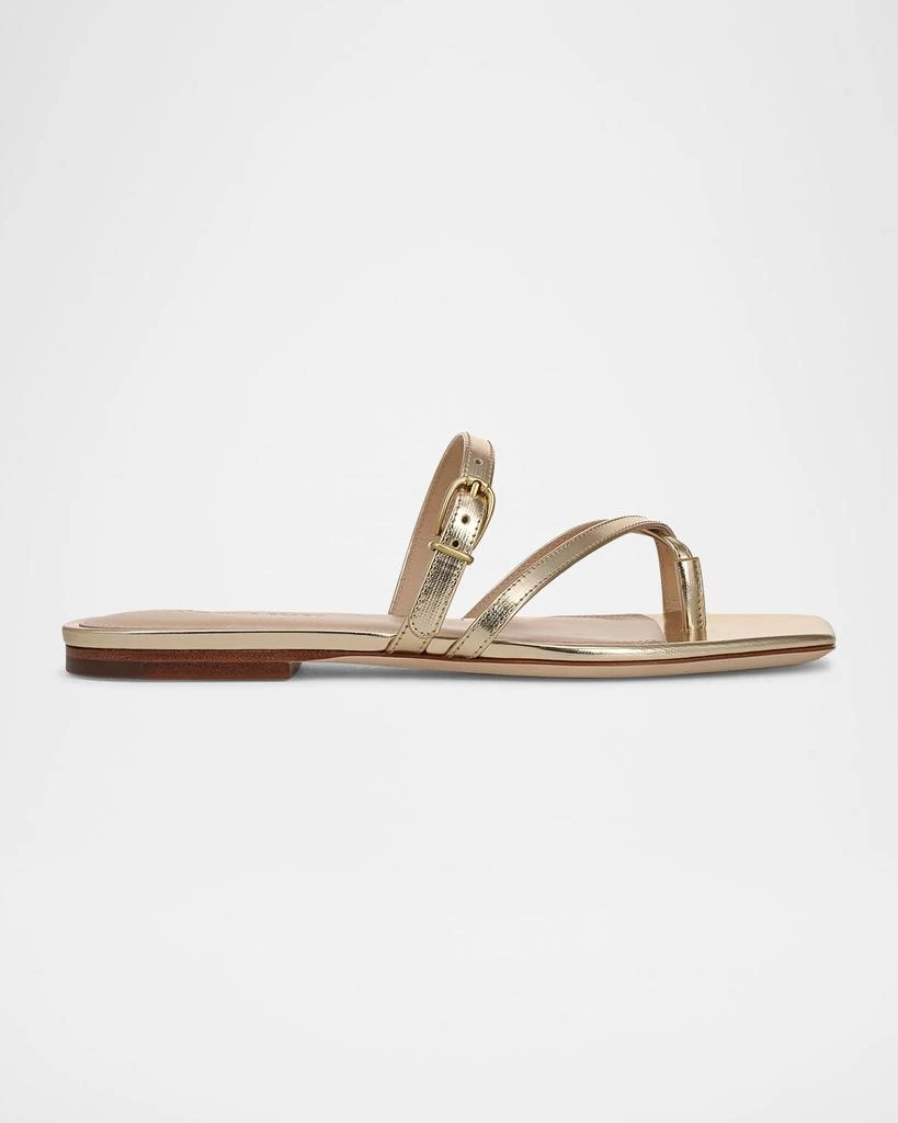 VERONICA BEARD Marthe Metallic Crisscross Buckle Flat Slide Sandals 1