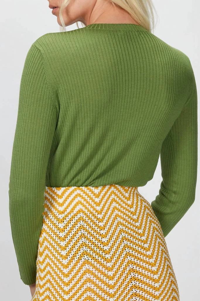6397 Ribbed Shrunken Crewneck Sweater In Green 2