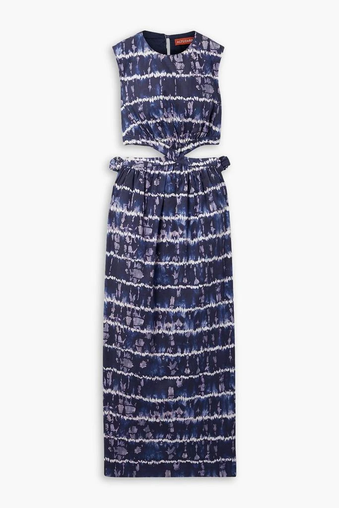 white christmas dresses Eva Dress Crew Neck 3/4 Sleeve Midi Length Cotton Musola (Tie Dye Geom