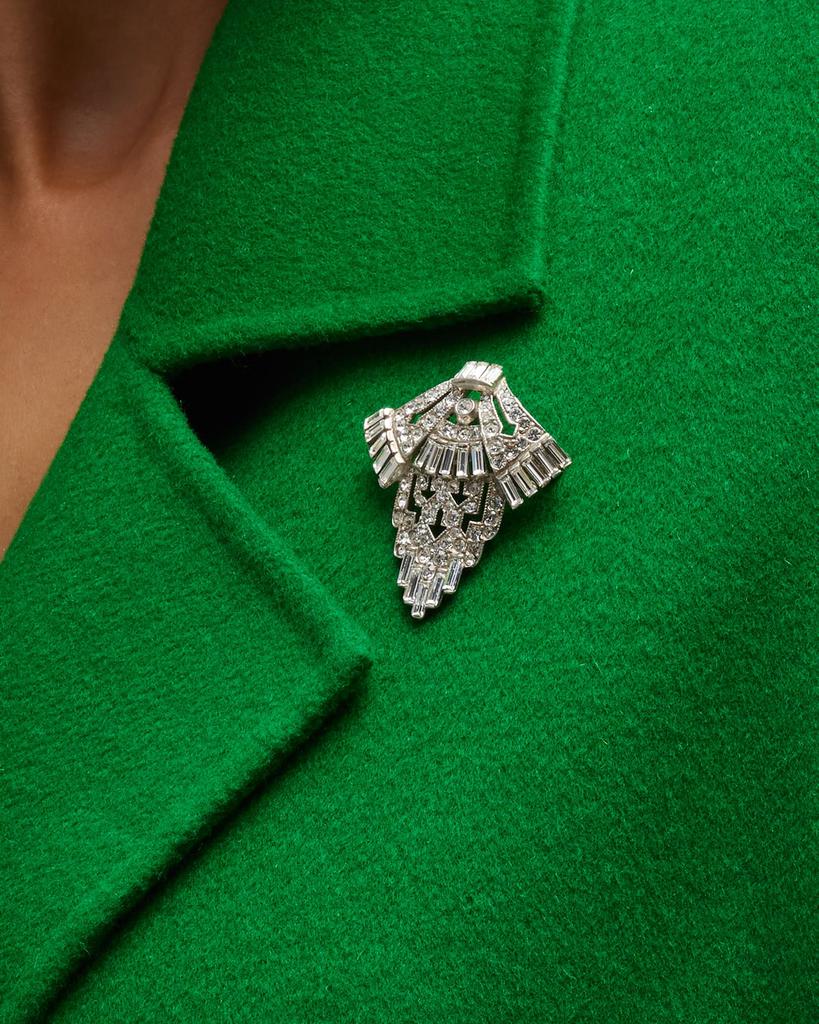 BEN-AMUN Silver Crystal Deco Brooch