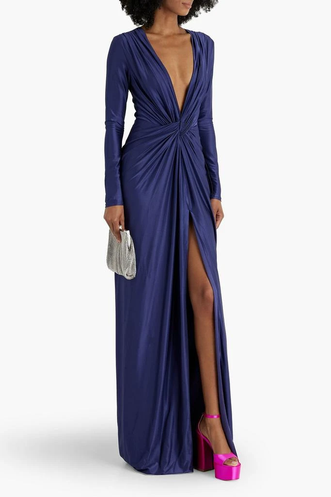 COSTARELLOS Twist-front satin-jersey gown 2